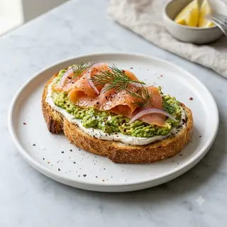 Tostada Con Salmón Ahumado, Crema De Queso Y Aguacate