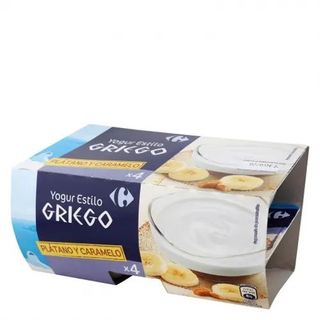 Yogur Griego Bicapa Plátano Caramelo Carrefour Pack 4x125 Gr
