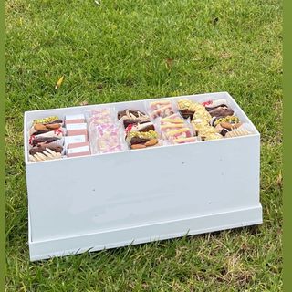 Box cuir rectangulaire, nougat et chocolat