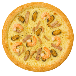 Піца з беконом та креветкою 35см