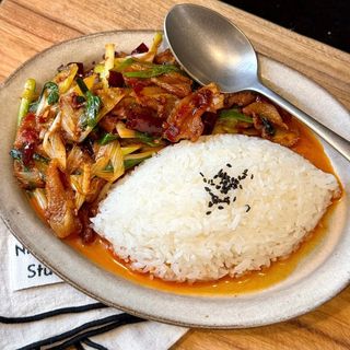 Riso con pancetta di maiale saltata due volte回