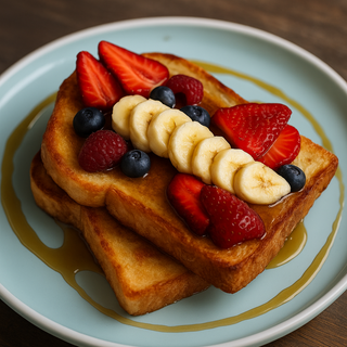 Frutti rossi, banane e sciroppo d'acero