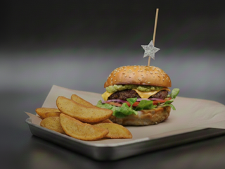 Burger Awokado Wół w zestawie z frytkami