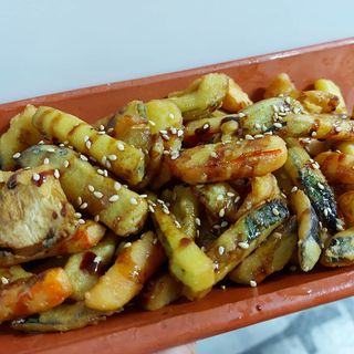 Verduras en Tempura con Miel de Caña