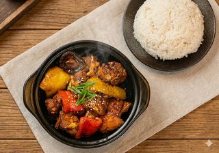 Pollo alla cacciatora cinese con riso