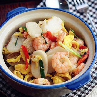 56. Gnocchi di riso con gamberi