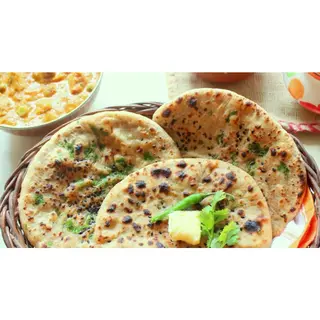 TANDOORI PANEER STUFFED BUTTER PARATHA with plain Yoghurt