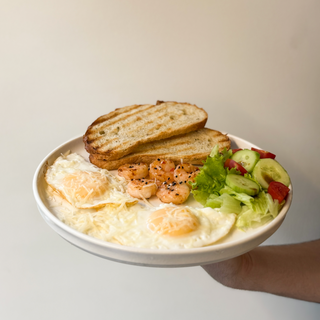 Fried egg  with shrimp