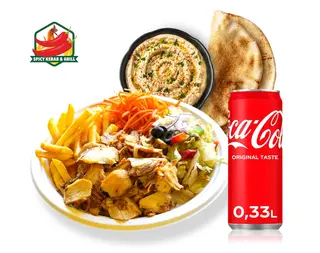 Zestaw Talerz Kebab + Coca-Cola 330ml  + Mutabal z Pitą