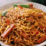 Indomie,  Egg , Veggies with Hot dog