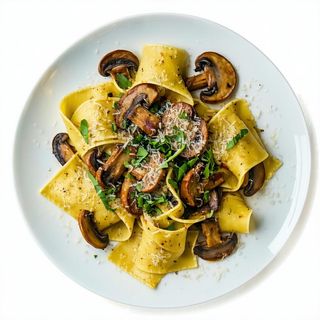 Pappardelle funghi e salsiccia