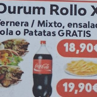 3 Durum rollo xl patatas y cocacola