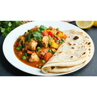 Chapati,Chicken with vegetables
