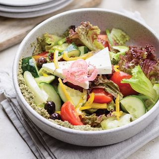 Greek salad with Garo dressing