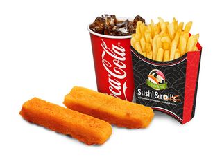 Рыбные палочки (2 шт.) + фри + напиток на выбор + маленькая игрушка
