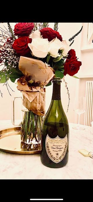 Bouquet di rose con Dom Pérignon 