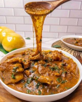 Ogbono soup with cow head or assorted