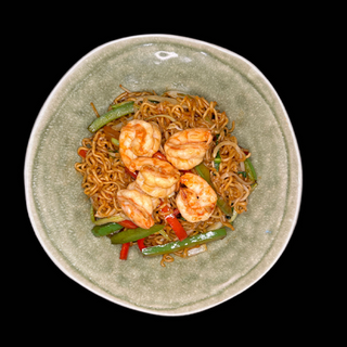Yakisoba con gambas