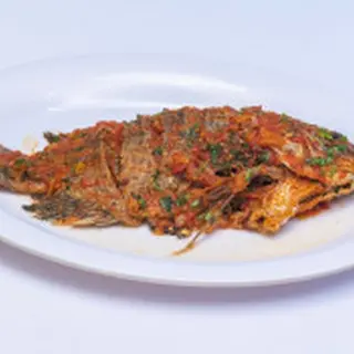 Whole Tilapia Wet Fry with Ugali and Greens