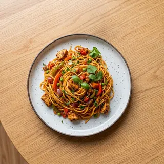 Jollof Spaghetti with Vegetables