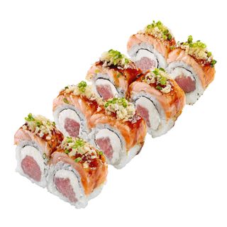 Рол Філадельфія з лососем абурі та тунцем
