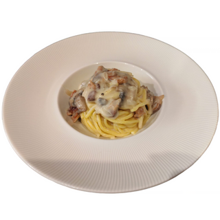 Spaghetti con panna e funghi 