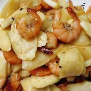 gambas con champiniones