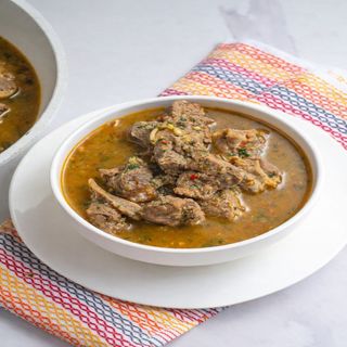 Goat Meat Peppersoup (With Yam/Sweet Potatoes/White Rice)
