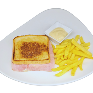 Sándwich De Jamón Y Queso con Patatas Fritas