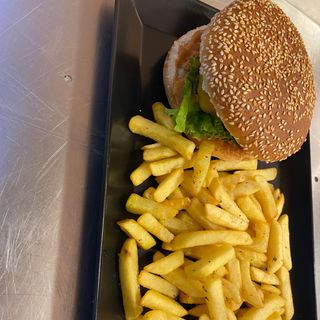 pizza chiken burger com batata