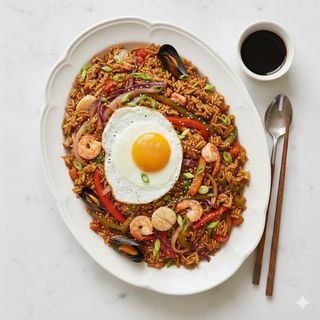 Mongolian rice con frutti di mare