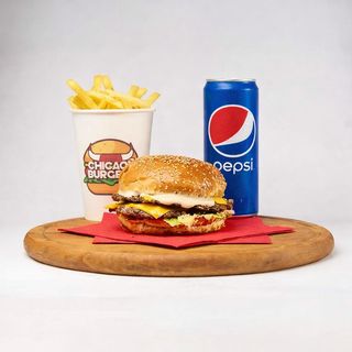 Chicago Original Double + Pomfrit + Pepsi 330ml