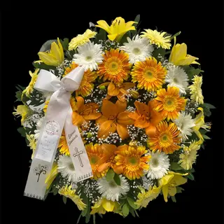 Coroa em tons de laranja e amarelo 