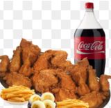 6 Piezas de Fried Chicken + ración de patatas + refresco (1 lt.)