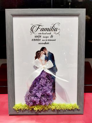 Tablou cu licheni cu mesaj pentru familie