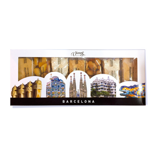 Caja de 7 Turrones Artesanos 35g Vicens Caja Barcelona 245 Gr.