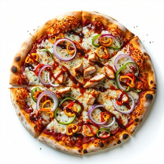 Pizza cu pui si sos bbq mare