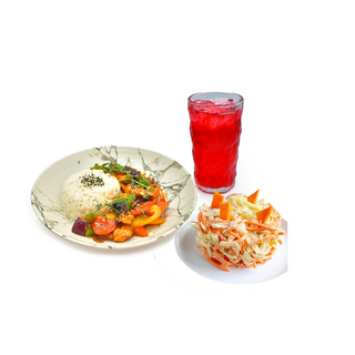 Салат коул слоу, курица терияки, морс клюквенный (300 мл)