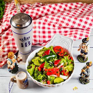 კიტრი-პომიდორი სალათის ფურცლებით 600 გრ