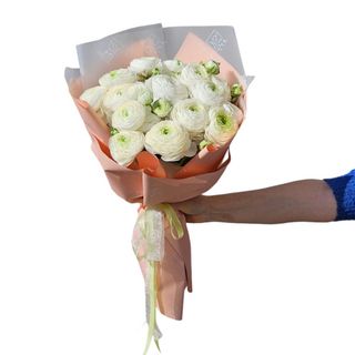 Bukiet z 5 białych jaskrów z kryzą 