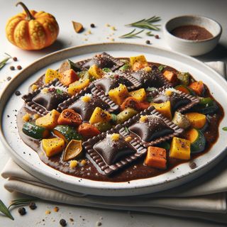 Какаови равиоли с рагу от говеждо месо и зеленчуци /270г/