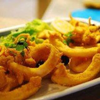 Choco Frito arroz de feijão e batata frita