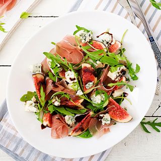 Ensalada de lechuga, setas, gambas y jamón para 2 Grande