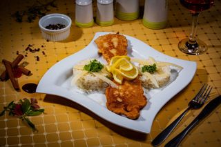 Salau pane cu risotto ou parmezan