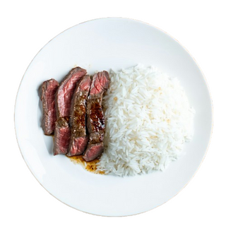 43.Телешко месо върху бял ориз (500г)