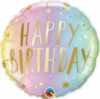 Helij balon happy bday 46cm pastelni