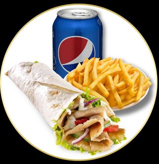 Durum Con Patatas Y Bebida