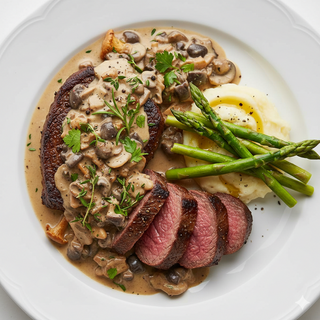 Muschi de vita cu ciuperci si mirodenii