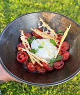 Salata cu burratta, rosii cherry pesto 