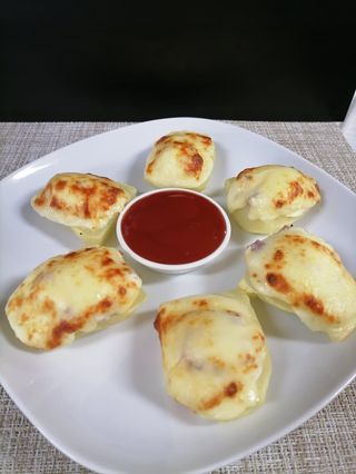 Запечени картофи с Филаделфия и шунка (500гр)